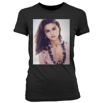 Selena Gomez Women's Junior Cut Crewneck T-Shirt