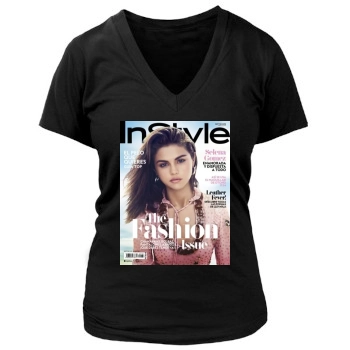 Selena Gomez Women's Deep V-Neck TShirt