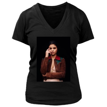 Selena Gomez Women's Deep V-Neck TShirt