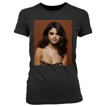 Selena Gomez Women's Junior Cut Crewneck T-Shirt