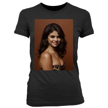 Selena Gomez Women's Junior Cut Crewneck T-Shirt