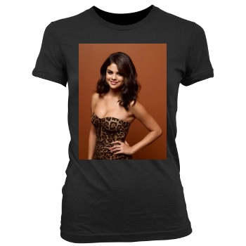 Selena Gomez Women's Junior Cut Crewneck T-Shirt