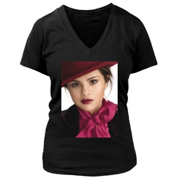 Selena Gomez Women's Deep V-Neck TShirt