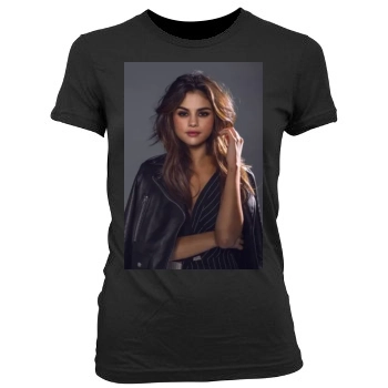 Selena Gomez Women's Junior Cut Crewneck T-Shirt