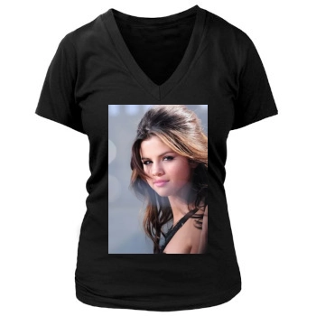 Selena Gomez Women's Deep V-Neck TShirt