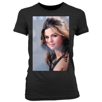 Selena Gomez Women's Junior Cut Crewneck T-Shirt