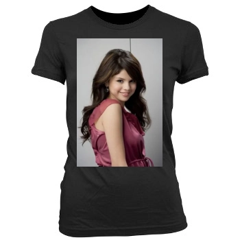 Selena Gomez Women's Junior Cut Crewneck T-Shirt