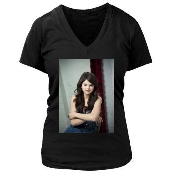 Selena Gomez Women's Deep V-Neck TShirt