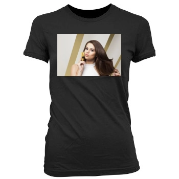 Selena Gomez Women's Junior Cut Crewneck T-Shirt