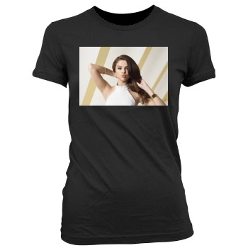 Selena Gomez Women's Junior Cut Crewneck T-Shirt