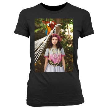 Selena Gomez Women's Junior Cut Crewneck T-Shirt