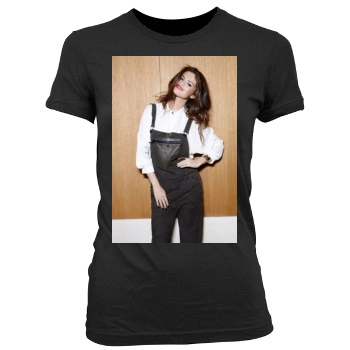 Selena Gomez Women's Junior Cut Crewneck T-Shirt