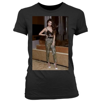 Selena Gomez Women's Junior Cut Crewneck T-Shirt