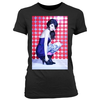 Selena Gomez Women's Junior Cut Crewneck T-Shirt