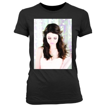 Selena Gomez Women's Junior Cut Crewneck T-Shirt