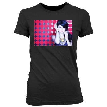 Selena Gomez Women's Junior Cut Crewneck T-Shirt