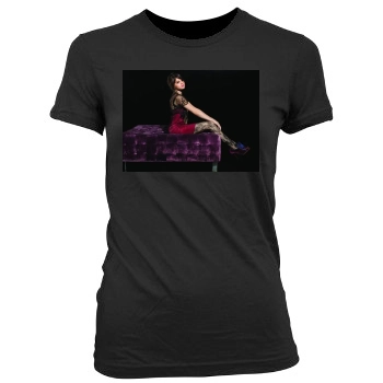 Selena Gomez Women's Junior Cut Crewneck T-Shirt