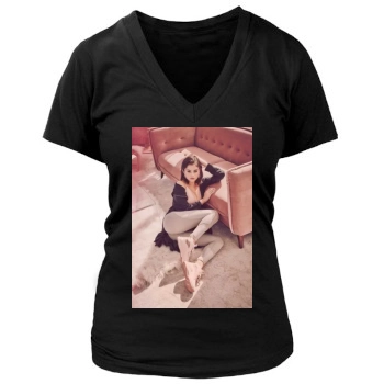 Selena Gomez Women's Deep V-Neck TShirt