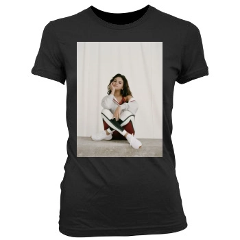 Selena Gomez Women's Junior Cut Crewneck T-Shirt