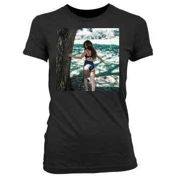 Selena Gomez Women's Junior Cut Crewneck T-Shirt