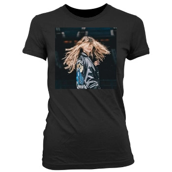 Selena Gomez Women's Junior Cut Crewneck T-Shirt