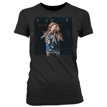 Selena Gomez Women's Junior Cut Crewneck T-Shirt