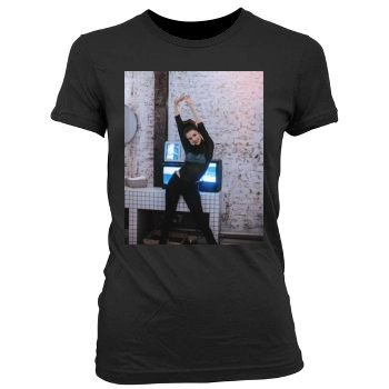 Selena Gomez Women's Junior Cut Crewneck T-Shirt