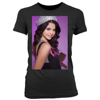 Selena Gomez Women's Junior Cut Crewneck T-Shirt