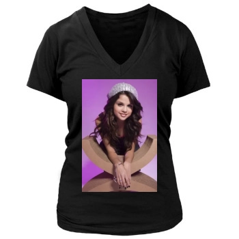 Selena Gomez Women's Deep V-Neck TShirt