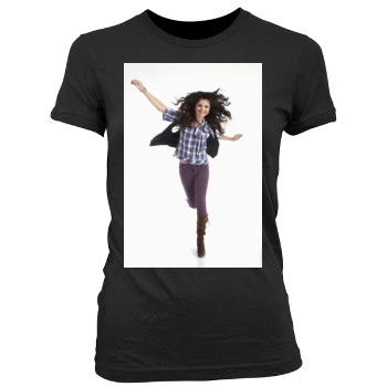 Selena Gomez Women's Junior Cut Crewneck T-Shirt