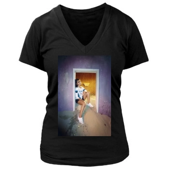 Selena Gomez Women's Deep V-Neck TShirt