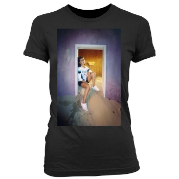 Selena Gomez Women's Junior Cut Crewneck T-Shirt