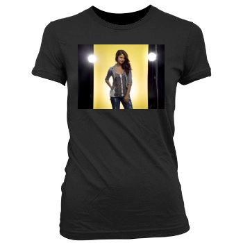 Selena Gomez Women's Junior Cut Crewneck T-Shirt