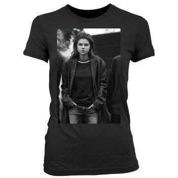 Selena Gomez Women's Junior Cut Crewneck T-Shirt