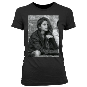 Selena Gomez Women's Junior Cut Crewneck T-Shirt