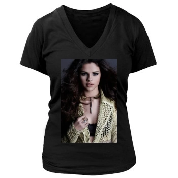 Selena Gomez Women's Deep V-Neck TShirt