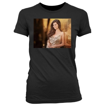 Selena Gomez Women's Junior Cut Crewneck T-Shirt