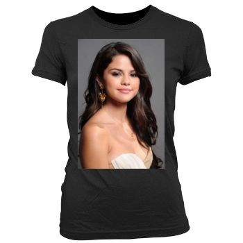 Selena Gomez Women's Junior Cut Crewneck T-Shirt