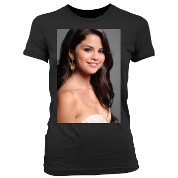 Selena Gomez Women's Junior Cut Crewneck T-Shirt