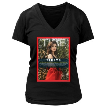 Selena Gomez Women's Deep V-Neck TShirt