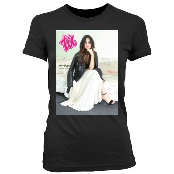 Selena Gomez Women's Junior Cut Crewneck T-Shirt