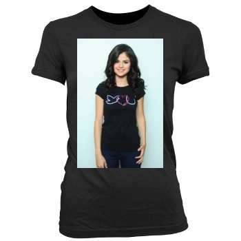 Selena Gomez Women's Junior Cut Crewneck T-Shirt