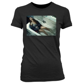 Selena Gomez Women's Junior Cut Crewneck T-Shirt