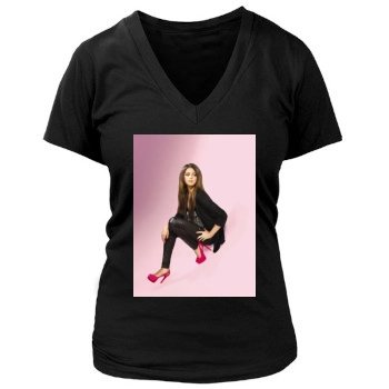 Selena Gomez Women's Deep V-Neck TShirt