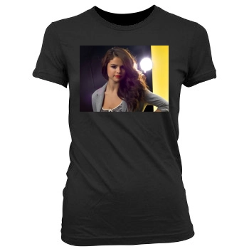 Selena Gomez Women's Junior Cut Crewneck T-Shirt