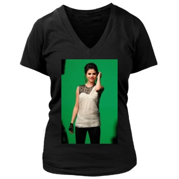 Selena Gomez Women's Deep V-Neck TShirt