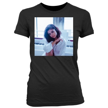 Selena Gomez Women's Junior Cut Crewneck T-Shirt