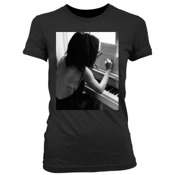 Selena Gomez Women's Junior Cut Crewneck T-Shirt