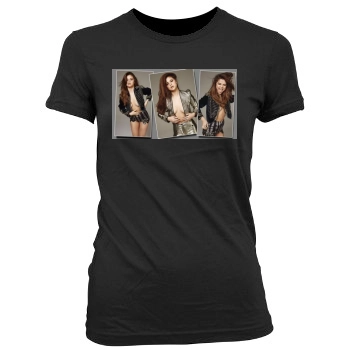 Selena Gomez Women's Junior Cut Crewneck T-Shirt