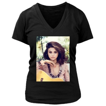 Selena Gomez Women's Deep V-Neck TShirt